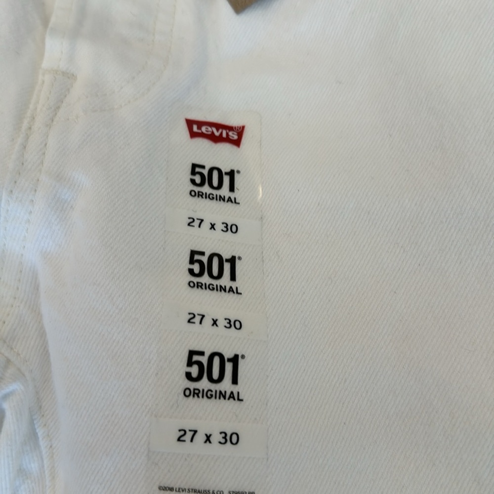 Women’s New 501 Levi’s Original/Straight Leg/Button Fly/High Rise/White/27x30 - Picture 4 of 7